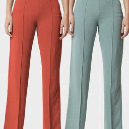 Kotty Women Pack Of 2 Relaxed Straight Leg Easy Wash Straight Fit Parallel Trousers-image-63
