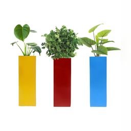 VAH Kya Bat Hai !! Yellow & Red 3 Pieces Wooden Artificial Plants Holders-3