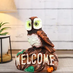 CraftVatika Brown & White Welcome Owl Figurine Showpieces-33