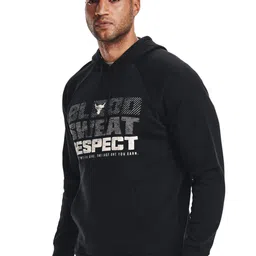 UNDER ARMOUR UA Project Rock Rival Typography Printed Fleece Hooded Sweatshirt-image-3