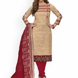 MIRAAN Ethnic Motifs Printed Round Neck Pure Cotton Kurta with Churidar & With Dupatta-19
