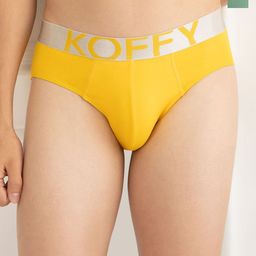 KOFFY Pack of 2 Anti Microbial Mid Waist Basic Briefs-KOFFY_KI26_YLW_GN_2PC-19
