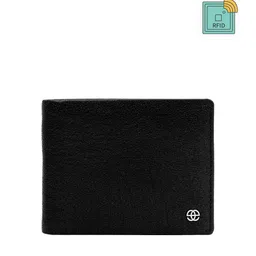 Eske Men Black Textured Leather Two Fold RFID Wallet-image-92