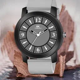 IIK COLLECTION Men Grey & White & Black Round Dial Adjustable Flexible Silicon Strap Watch-21