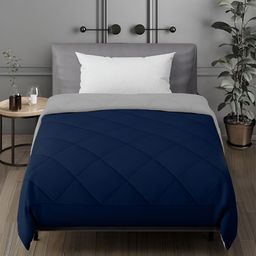 Aura Blue & Grey Microfiber AC Room 150 GSM Single Bed Quilt-image-12