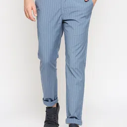 Basics Men Blue Skinny Fit Low-Rise Trousers-image-130