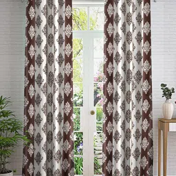 Cortina White & Maroon 2 Pieces Ethnic Motifs Printed Long Door Curtains-image-31
