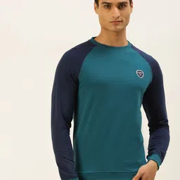 PETER ENGLAND UNIVERSITY Men Navy Blue Colourblocked Sweatshirt-image-99