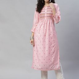 LAAKHI Women Pink & Red Ethnic Motifs Printed Kurta-image-13