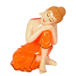 Gifts N Greetings Orange-Coloured Printed Buddha Polyresin Idol Showpiece-image-81