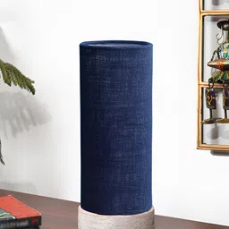 Devansh Blue Textured Wooden Contemporary Cylindrical Shaped Table Lamp-image-49