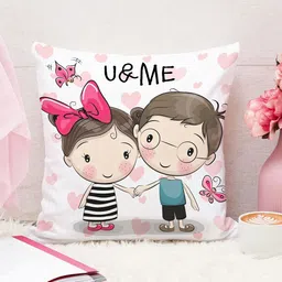 STITCHNEST Pink & White Cartoon Characters Square Cushion Covers-image-50