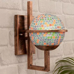 Homesake Copper-Toned & Blue  Rustic Contemporary Spherical Wall Lamp-18
