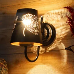 Devansh Black Etched Leaf Wall Mounted Lamp With Iron Base-picture-26