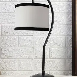 Devansh White & Black Cotton Table Lamp With Iron Base-3
