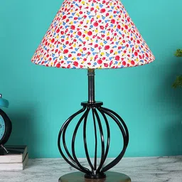 Devansh White & Red Printed Table Lamps-48