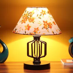 Devansh Multicoloured Printed Cotton Table Lamp With Iron Base-54