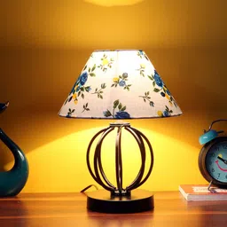 Devansh Multicoloured Printed Cotton Table Lamp With Iron Base-34