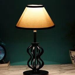 Devansh White & Black Solid Cotton Table Lamps With  Iron Base-24
