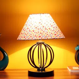 Devansh Multicoloured Printed Cotton Table Lamp With Iron Base-5