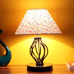 Devansh Multicoloured Printed Cotton Table Lamp With Iron Base-14