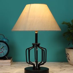Devansh Off White & Black Solid Metal Table Lamps-12