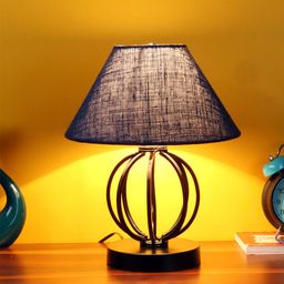Devansh Blue Jute Table Lamp With Iron Base-27