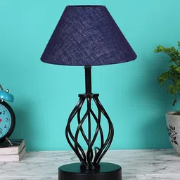 Devansh Blue & Black Solid Table Lamp With Shade-35