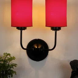 Devansh Red Cotton Shade Dual Wall Mounted Lamps-9