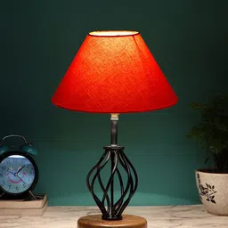 Devansh Orange Colored & Black Solid Iron Table Lamps-0