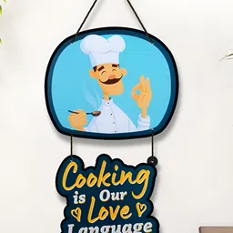 Home Delight Blue & Yellow Printed Wooden Wall Hanging-image-57