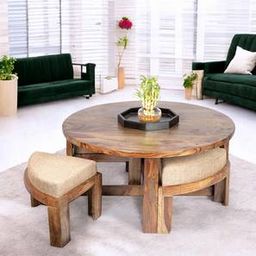 ikiriya Nashville Round Solid Wood Coffee Table in Teak Finish-picture-40
