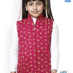 BAESD Girls Pack Of 2 Floral Printed Fleece Lightweight Bomber Jacket-image-70