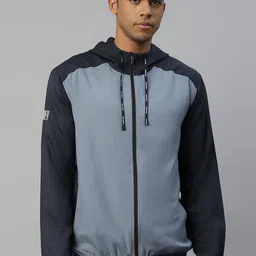DIDA Colourblocked Hooded Neck Lightweight Longline Running Sporty Jacket-31