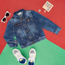 Pantaloons Junior Boys Washed Spread Collar Cotton Denim Jacket-image-4