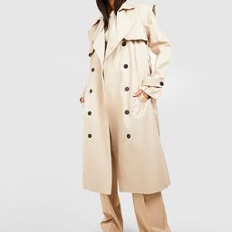 Boohoo Notched Lapel Collar Longline Trench Coat-picture-25