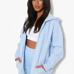 Boohoo Open Front Hooded Sweatshirt-image-22