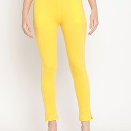TAG 7 Women Yellow Solid Jeggings-image-93