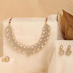 Zaveri Pearls Gold-Plated Austrian Diamonds & Kundan Studded Jewellery Set-95