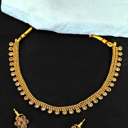 Crunchy Fashion Gold-Plated White Stone-Studded Enamelled Jewellery Set-image-32