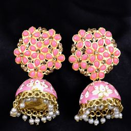 Krelin Dome Shaped Artificial Stones & Beads Studded  Jhumka-10