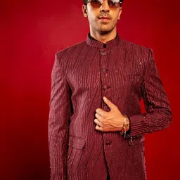 SHRESTHA BY VASTRAMAY Embellished Slim Fit Bandhagala Blazer-picture-13