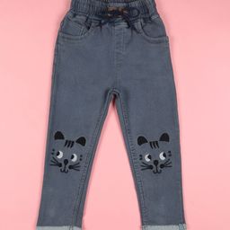 F2M Kids Slim Fit High-Rise Light Fade Embroidered Stretchable Jeans-image-119