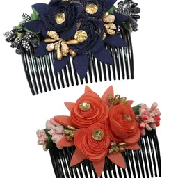 Krelin Women Set Of 2 Flower Design Jooda Hairpin Comb-image-64