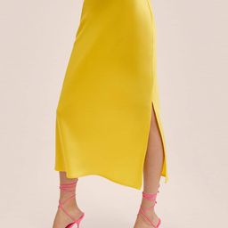 MANGO Women Yellow Solid Straight Midi Skirt-picture-18
