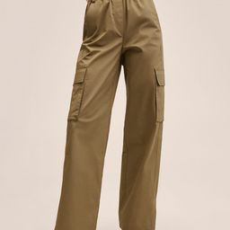 MANGO Women Brown Solid Cargos-image-92
