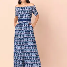 INDYA Chevron Printed Off Shoulder Jumpsuit-picture-49