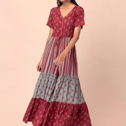 INDYA Ethnic Motifs Printed V-neck Waist Tie Ups Basic Jumpsuit-picture-53