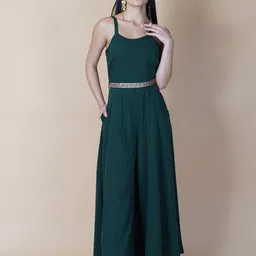 RAASSIO Sleeveless Culotte Jumpsuit with Belt-image-26