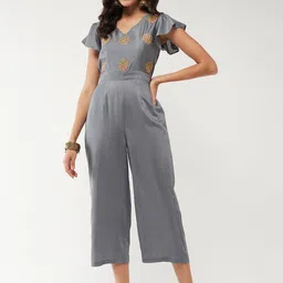Pannkh Ethnic Motifs Embroidered Flared Sleeves Basic Jumpsuit-image-9